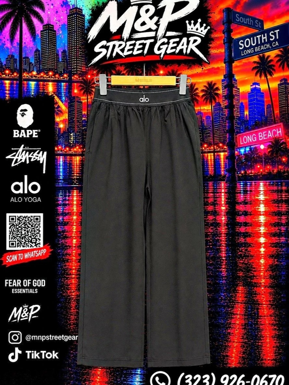 alo Black Wide Leg Pants